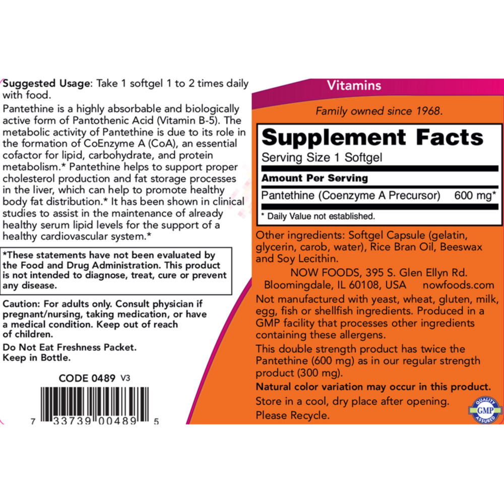 Product image for Pantethine 600mg.
