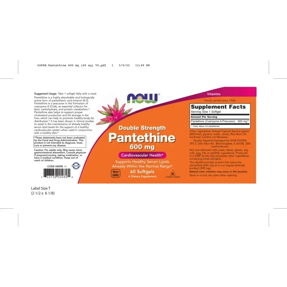 Product image for Pantethine 600mg.
