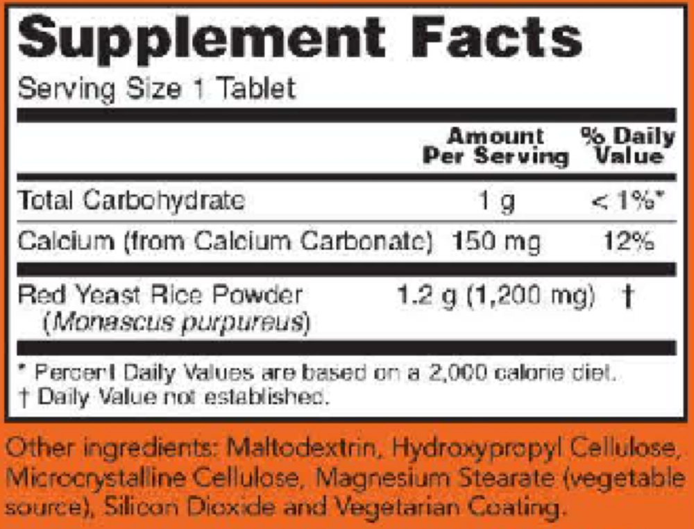 Product image for Red Yeast Rice 1200mg.