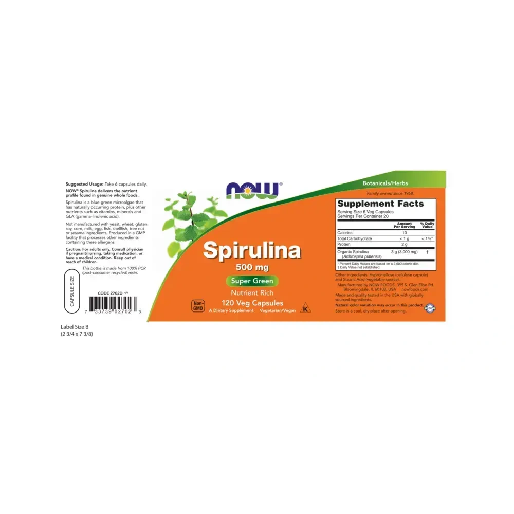 Product image for Spirulina 500mg.