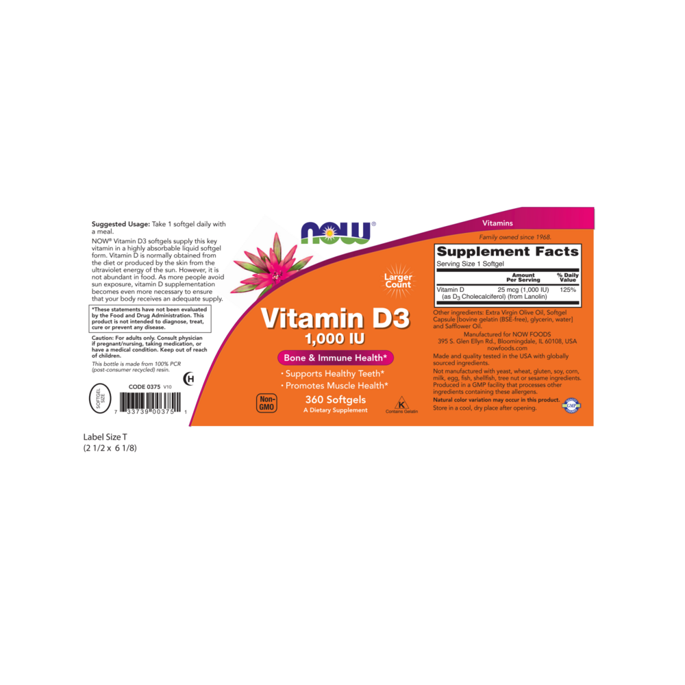 Product image for Vit D-3 1000IU.