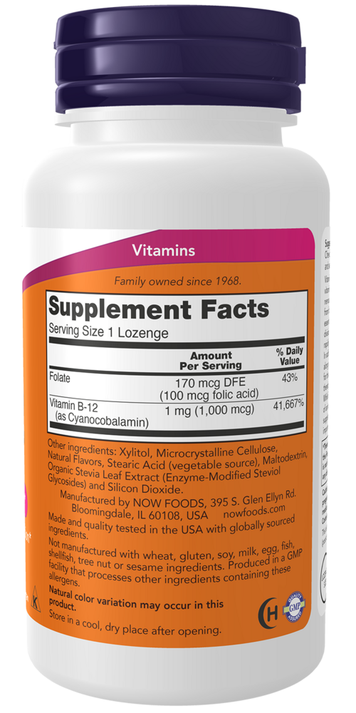 Product image for Vitamin B-12 (1000mcg) w/Folic Acid Chewable.