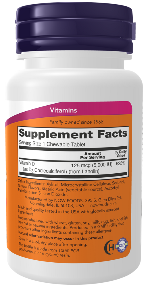 Product image for Vitamin D-3 5000IU Chewable.