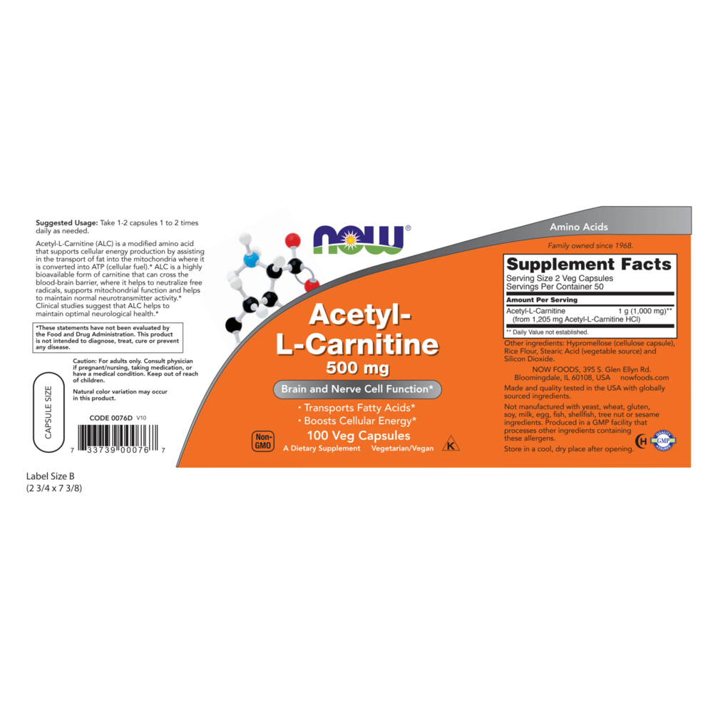 Product image for Acetyl-L Carnitine 500mg.