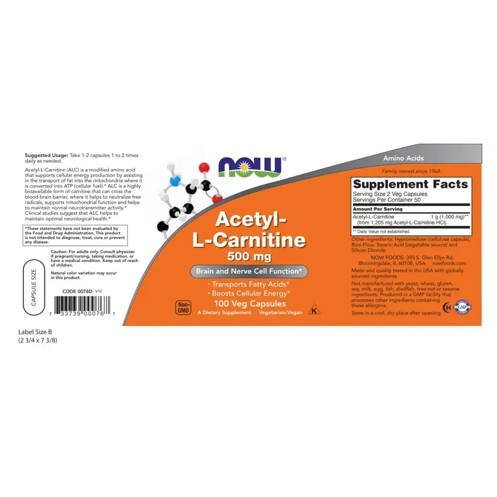 Product image for Acetyl-L Carnitine 500mg.