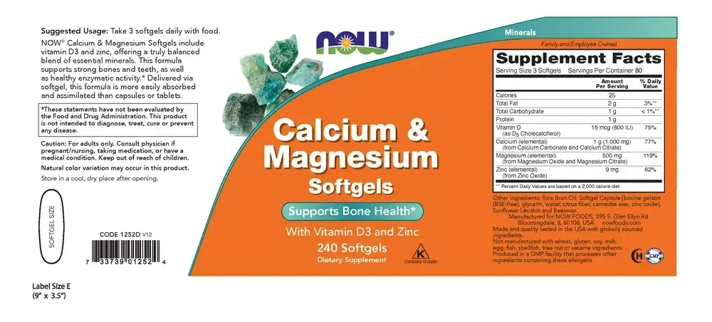 Product image for Calcium &amp; Magnesium Softgels With Vitamin D3 and Zinc.