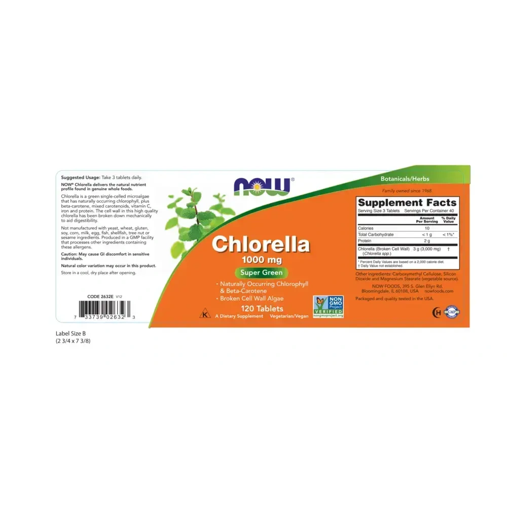 Product image for Chlorella 1000mg Tablets.