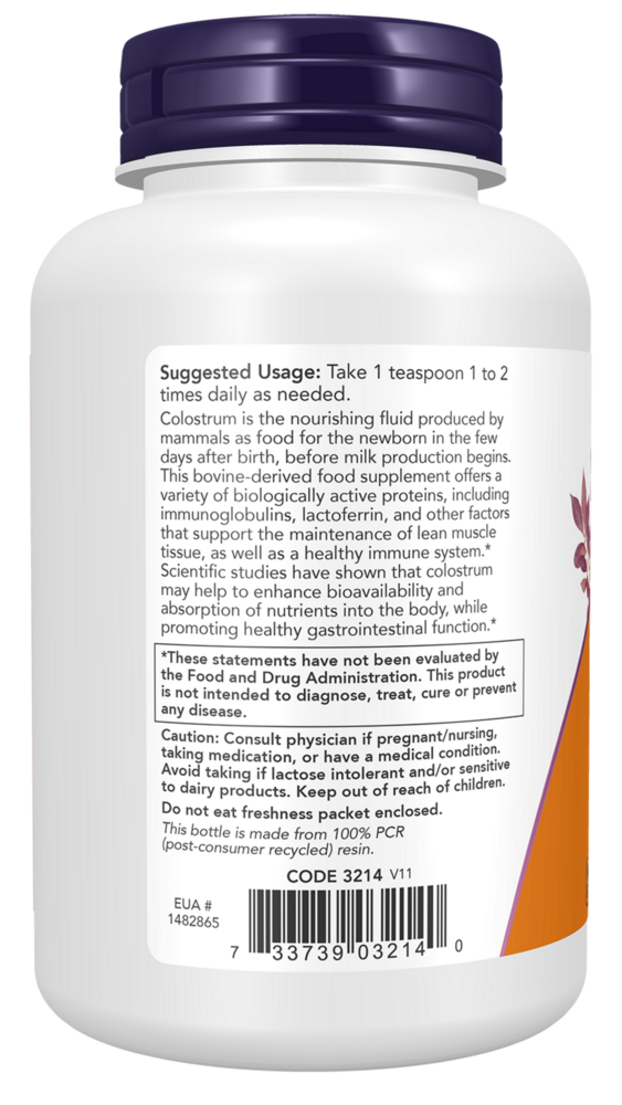 Product image for Colostrum 100% Pure Powder.