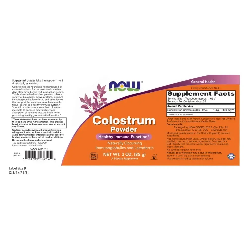 Product image for Colostrum 100% Pure Powder.