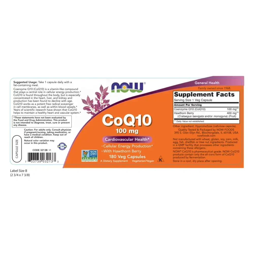 Product image for CoQ10 100mg with Hawthorn Berry Veg Capsules.