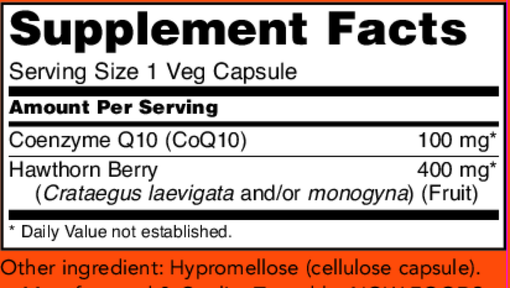 Product image for CoQ10 100mg with Hawthorn Berry Veg Capsules.