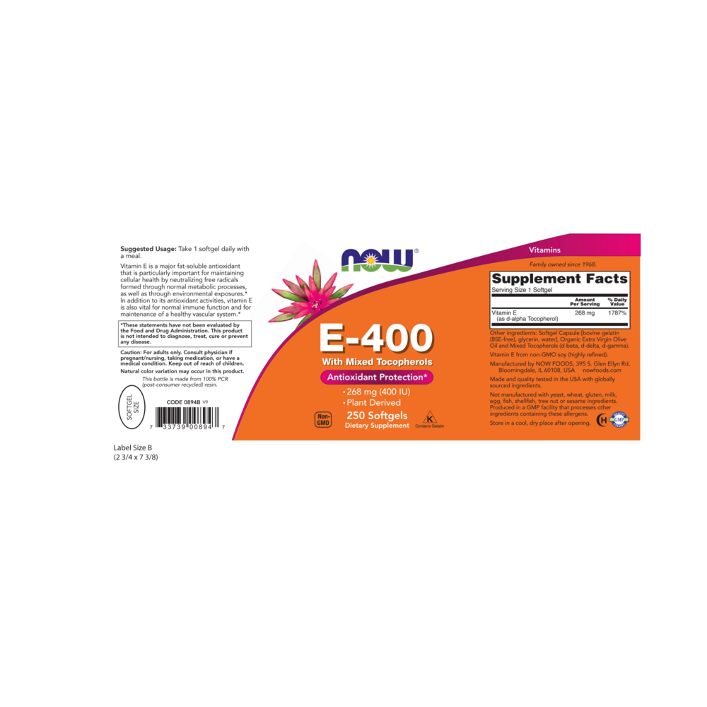 Product image for E-400 (Mixed Tocopherols).