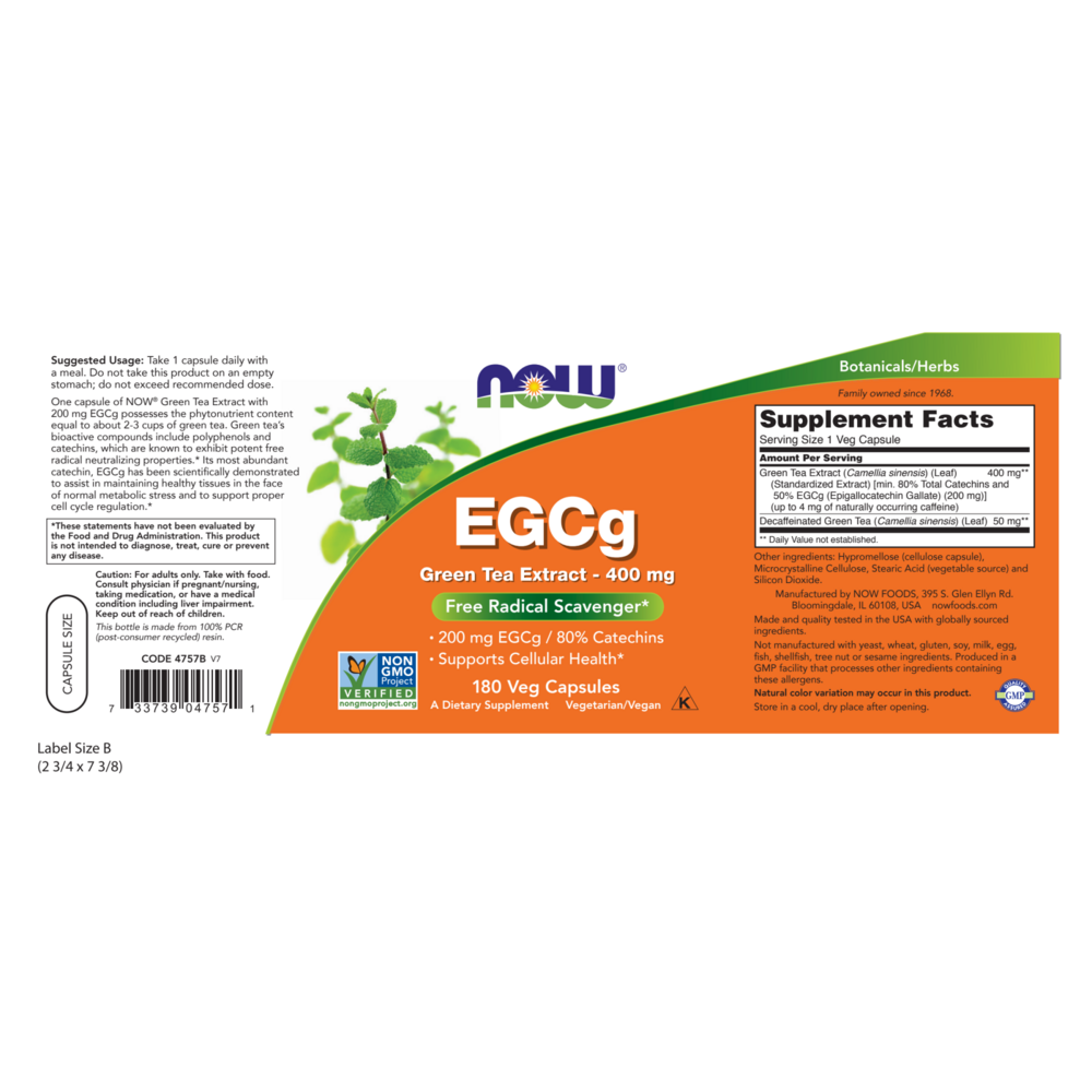 Product image for EGCg Green Tea Extract 400mg Veg Capsules.