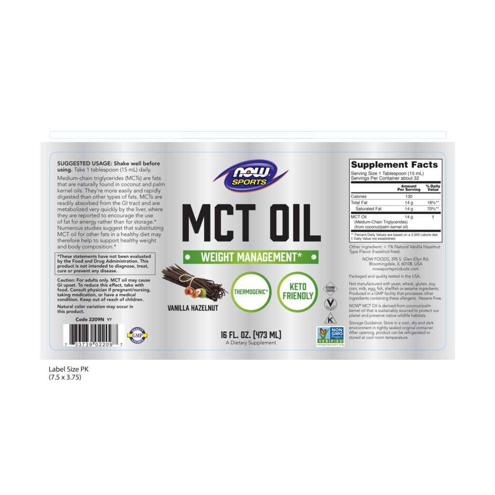 Product image for MCT Oil Vanilla Hazelnut.