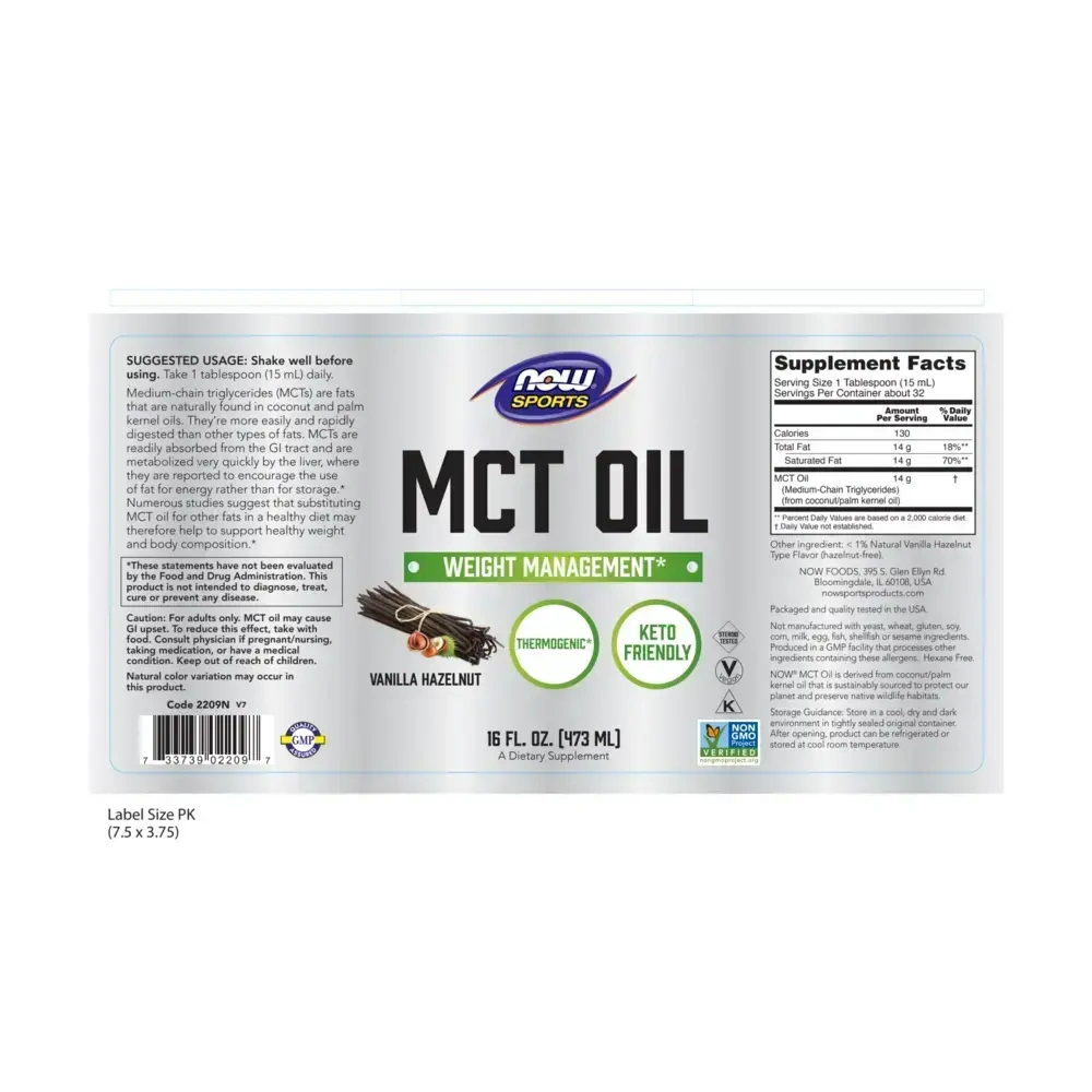 Product image for MCT Oil Vanilla Hazelnut.