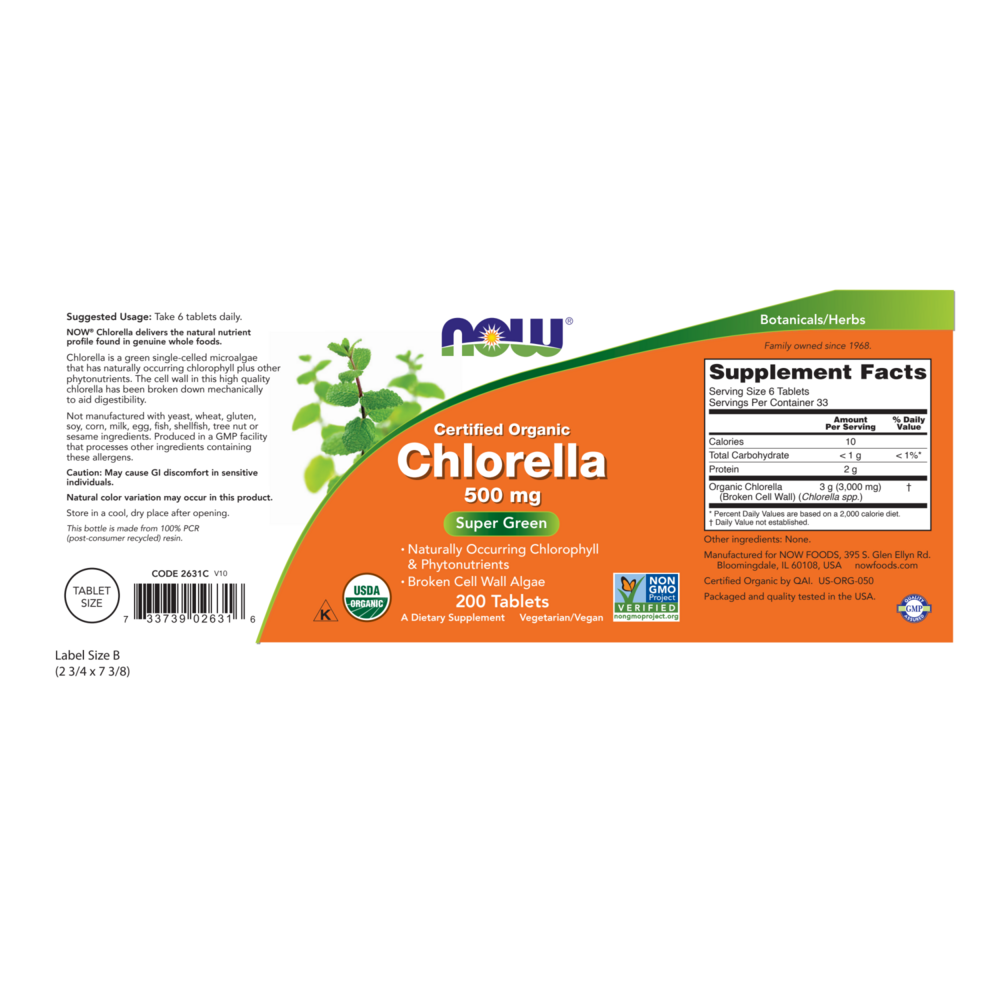 Product image for Organic Chlorella 500mg.
