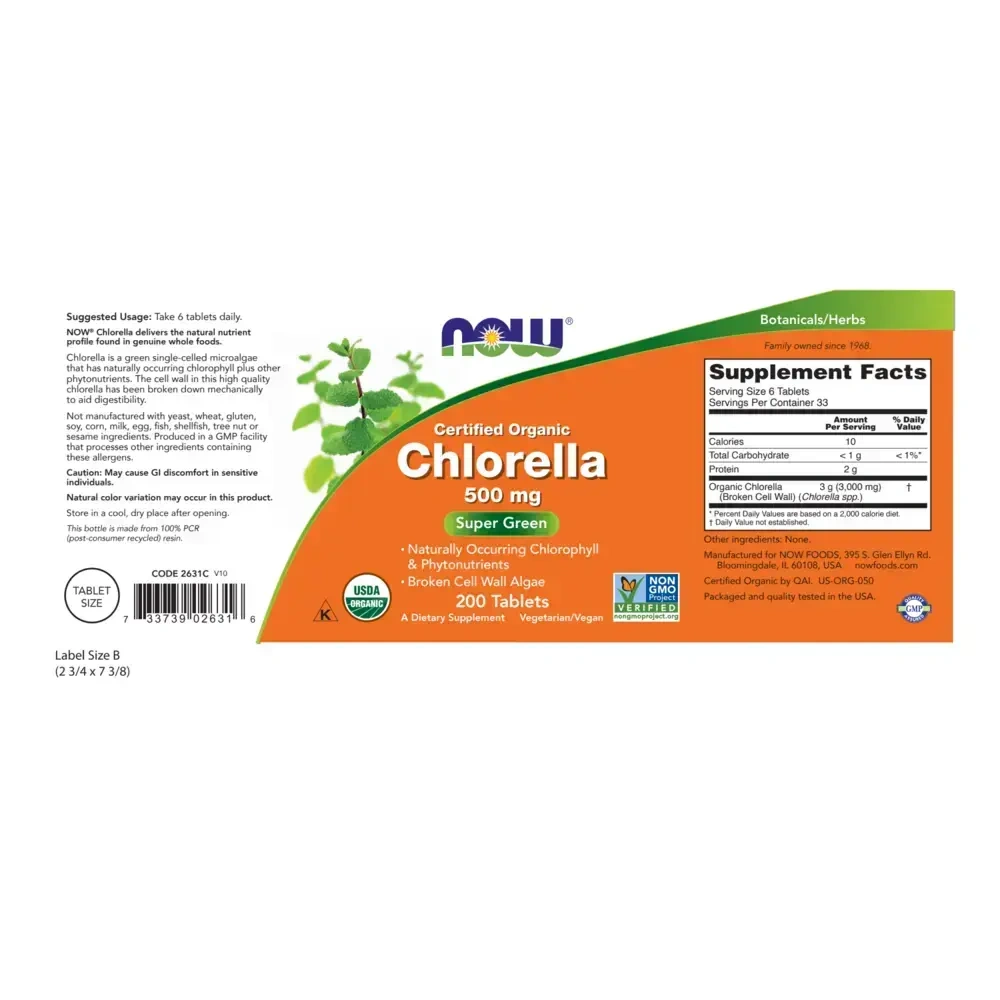 Product image for Organic Chlorella 500mg.
