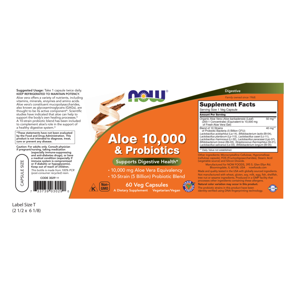 Product image for Aloe 10,000 &amp; Probiotics.