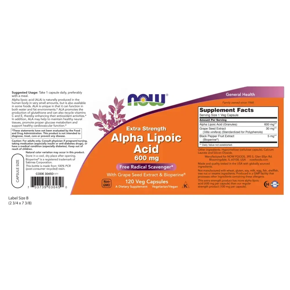 Product image for Alpha Lipoic Acid 600mg.