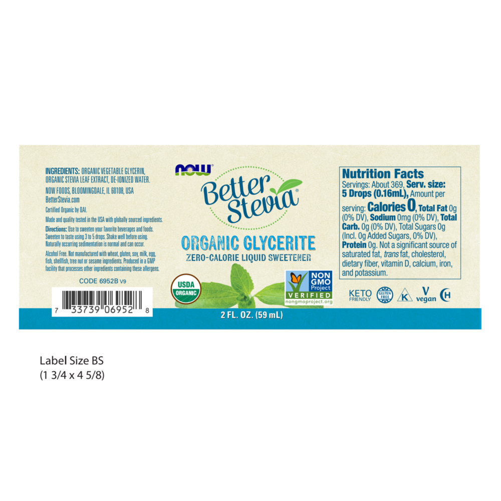 Product image for BetterStevia Liquid, Organic Glycerite.