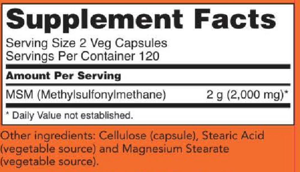 Product image for MSM 1000mg.