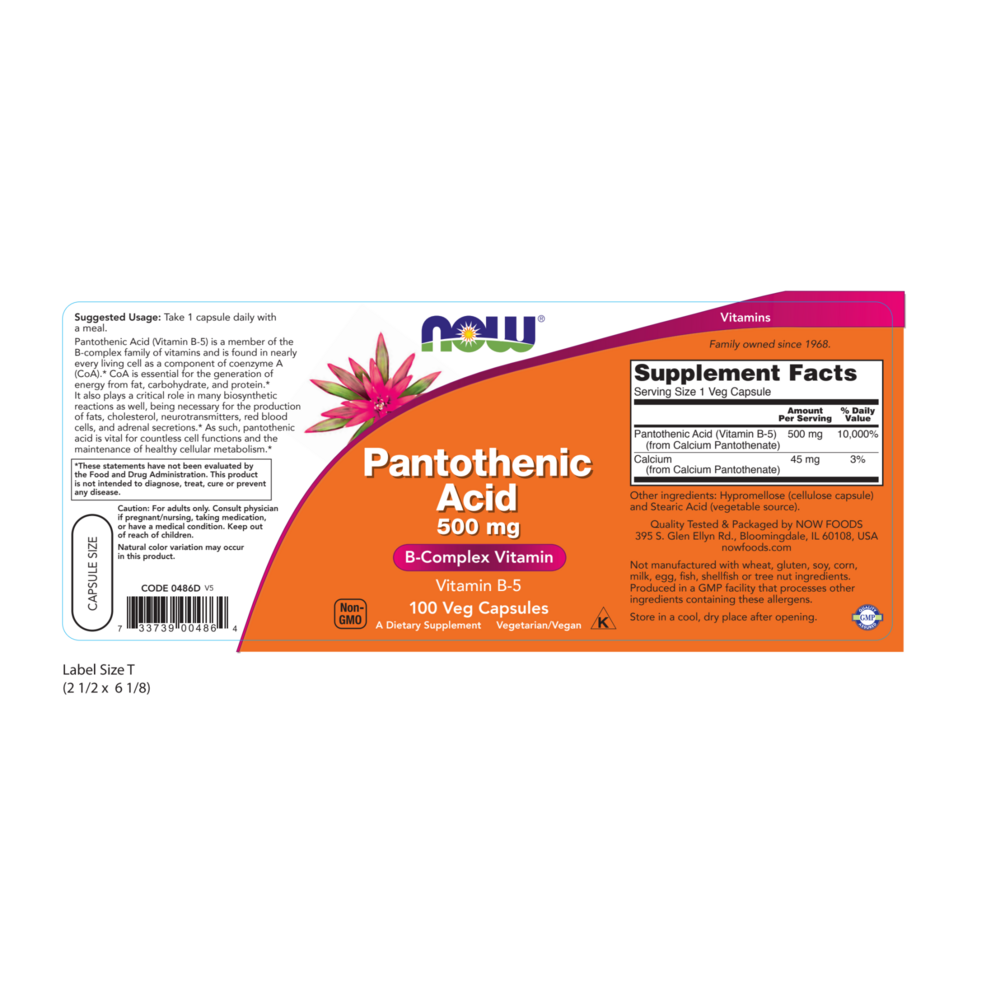 Product image for Pantothenic Acid 500mg.