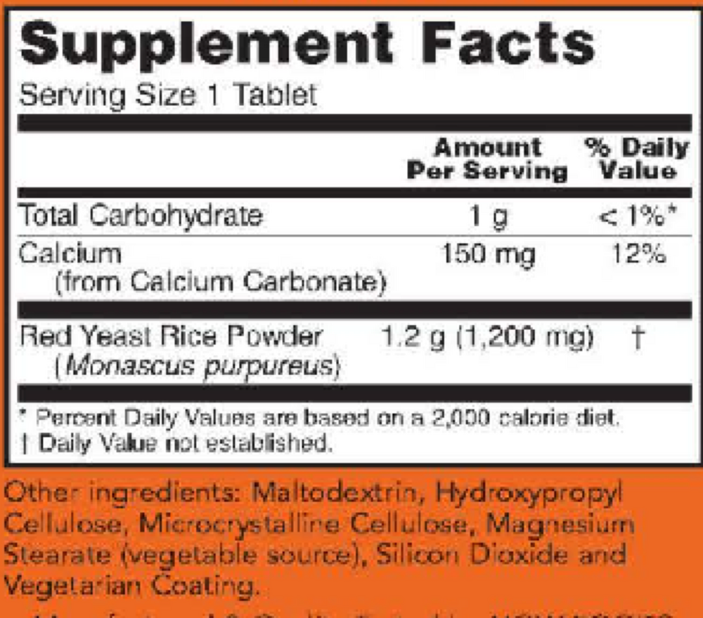 Product image for Red Yeast Rice 1200mg.