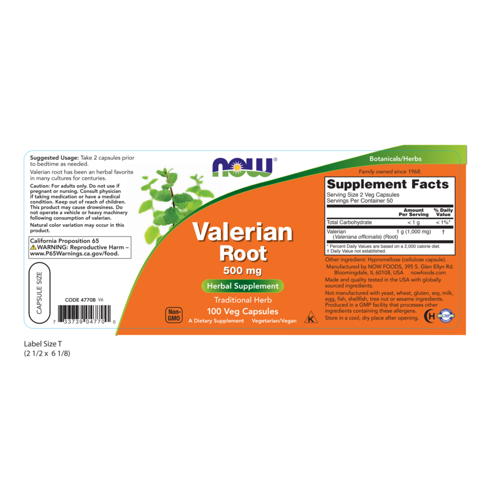 Product image for Valerian Root 500mg.