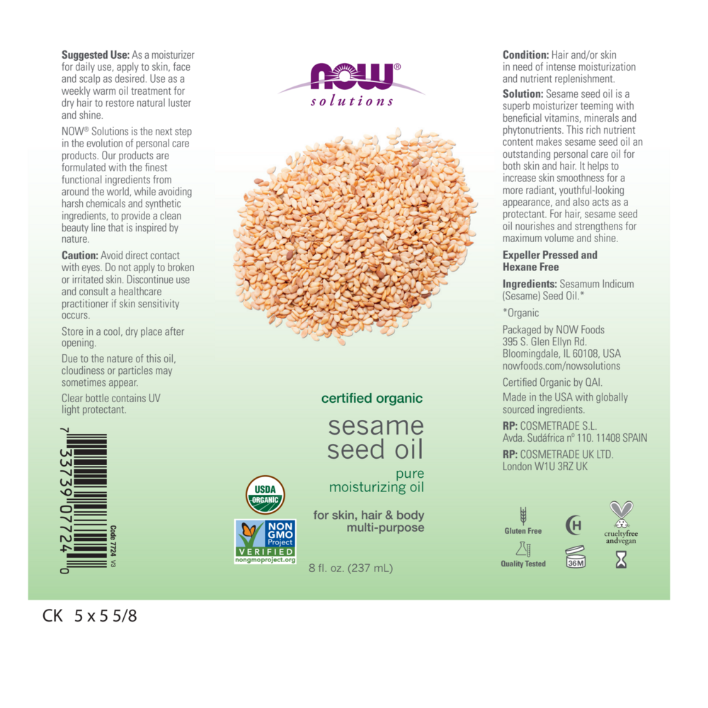 Product image for Organic Sesame Seed Oil.