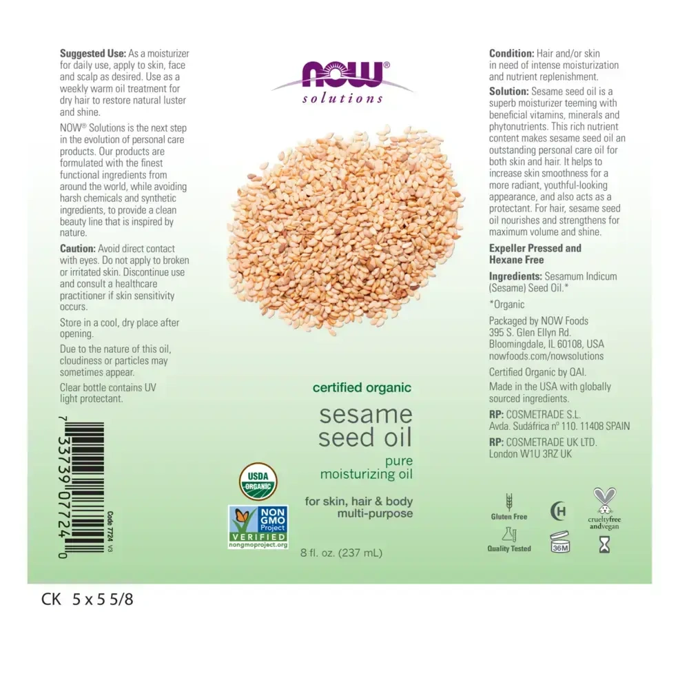 Product image for Organic Sesame Seed Oil.