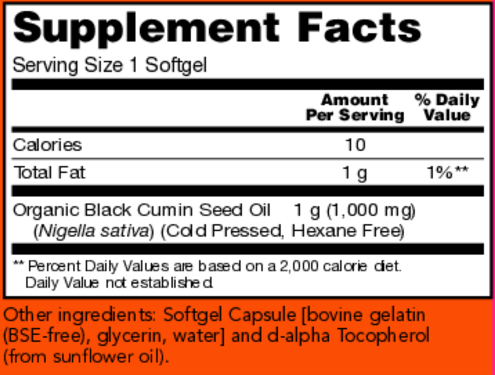 Product image for Black Cumin Seed Oil 1000mg.
