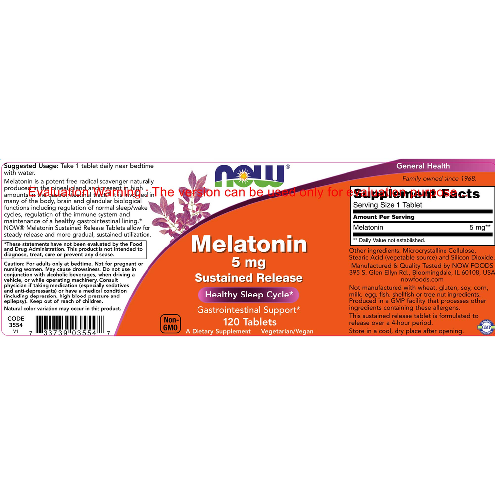 Product image for Melatonin 5mg SR.