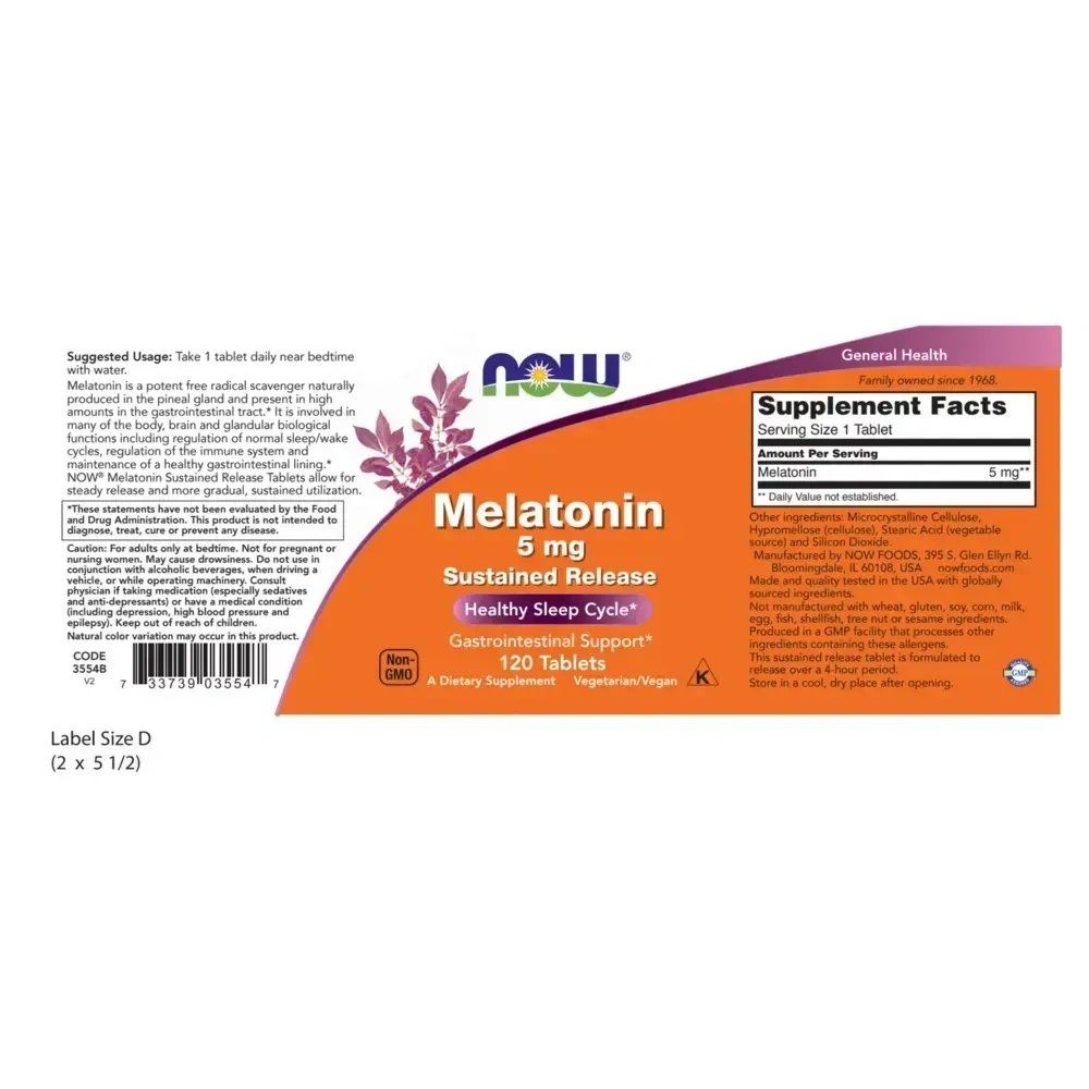 Product image for Melatonin 5mg SR.