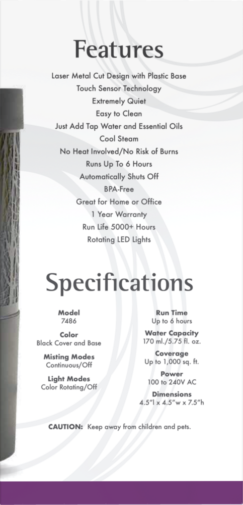 Product image for Ultrasonic Metal Touch Diffuser.