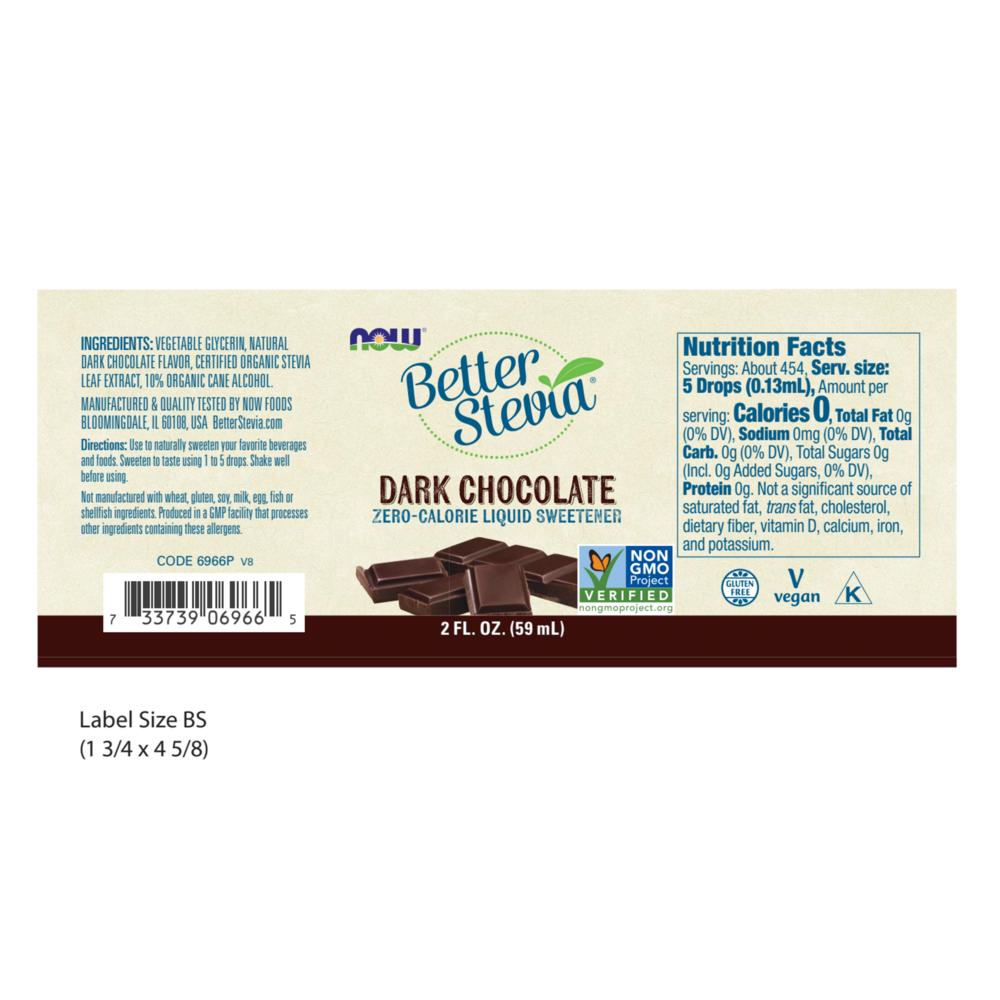 Product image for Better Stevia Dark Chocolate.