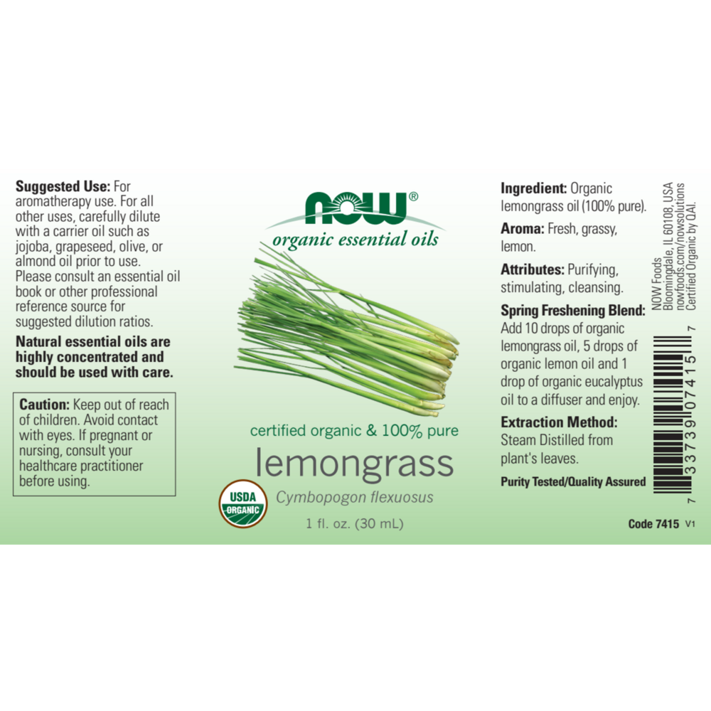 Product image for Lemongrass Oil Organic.