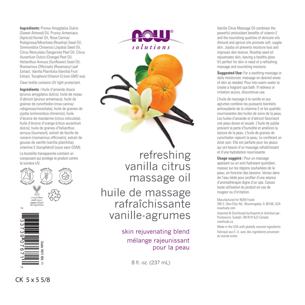 Product image for Vanilla Citrus Massage Oil.