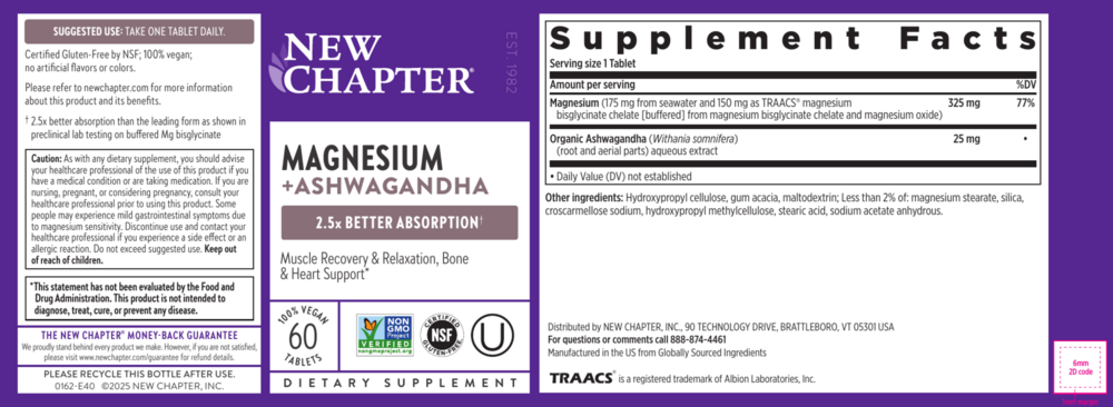 Product image for Magnesium + Ashwagandha Tablets.