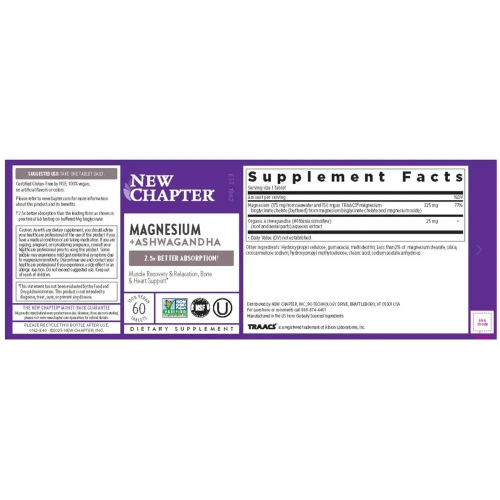 Product image for Magnesium + Ashwagandha Tablets.