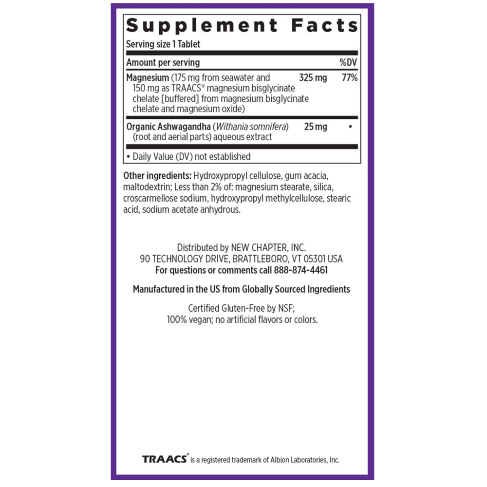Product image for Magnesium + Ashwagandha Tablets.