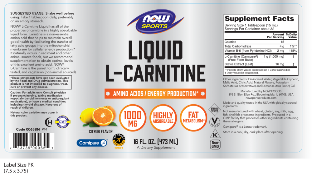 Product image for L-Carnitine Liquid Citrus Flavor 1000mg.