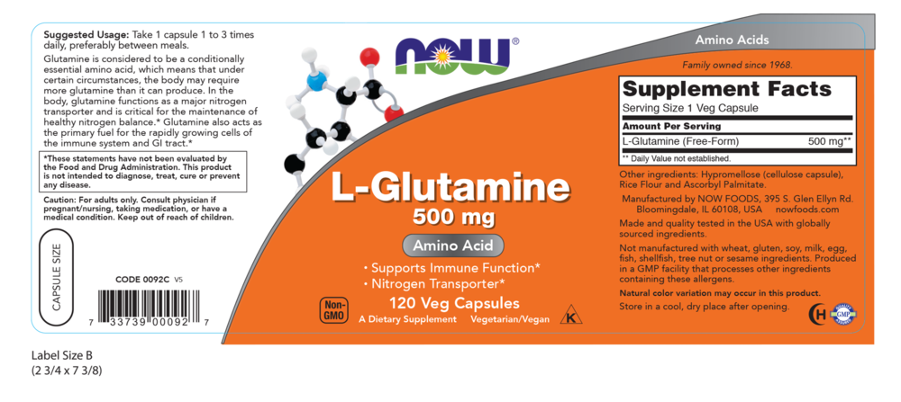 Product image for L-Glutamine 500mg.