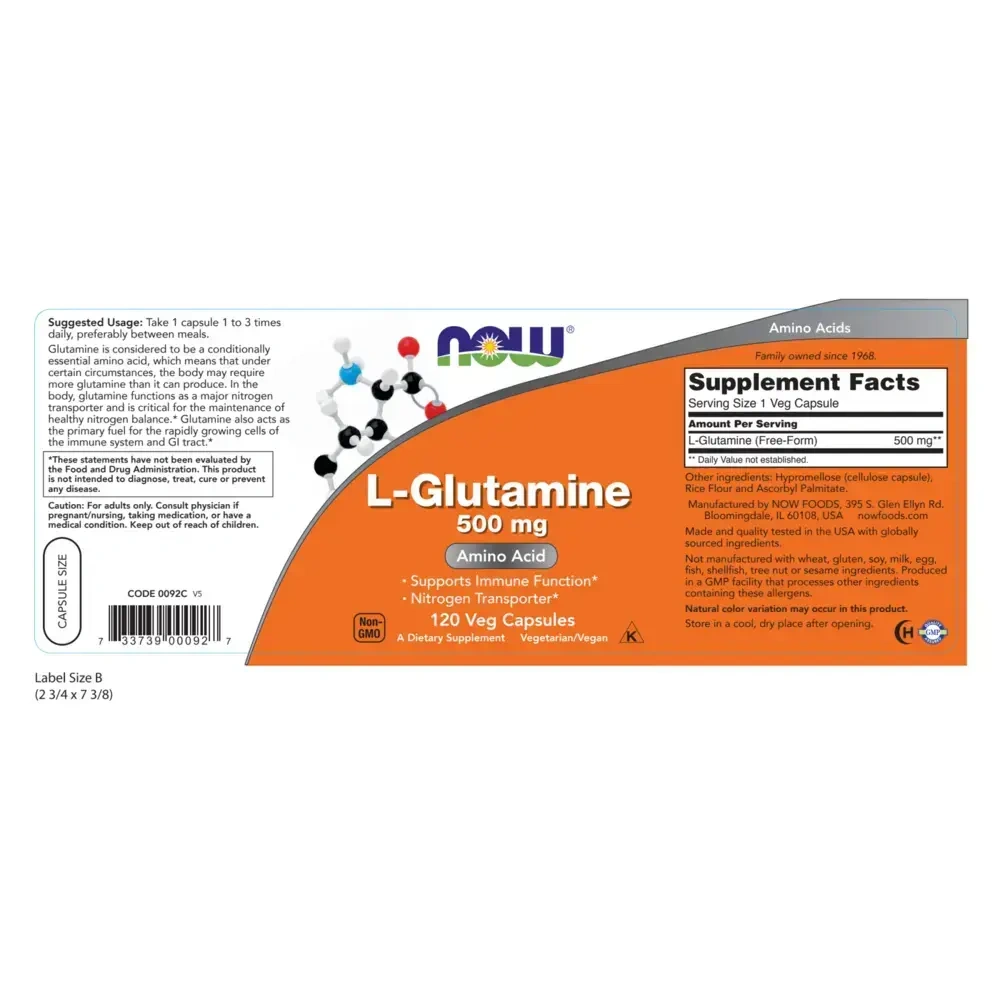 Product image for L-Glutamine 500mg.