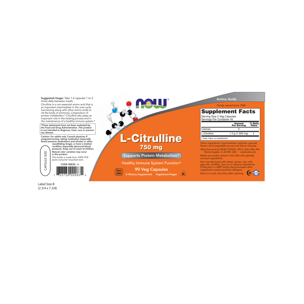 Product image for L-Citrulline 750mg.