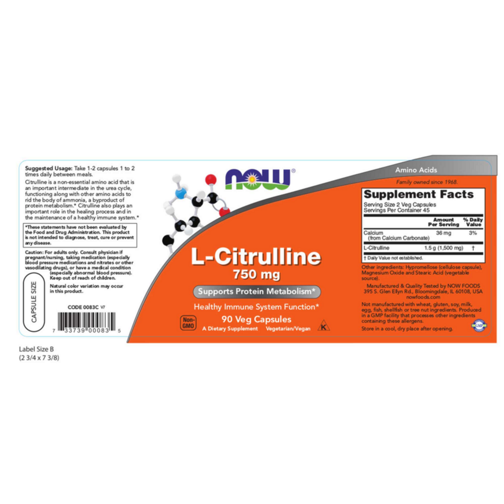 Product image for L-Citrulline 750mg.