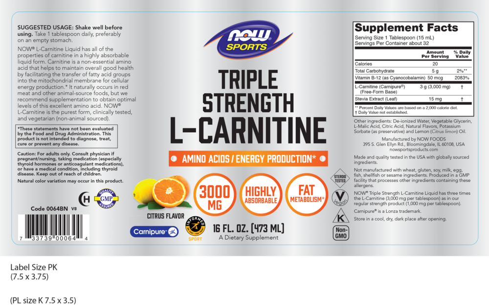 Product image for L-Carnitine Liquid 3000mg Citrus Flavor.