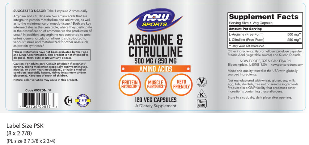 Product image for Arginine 500mg Citrulline 250mg.
