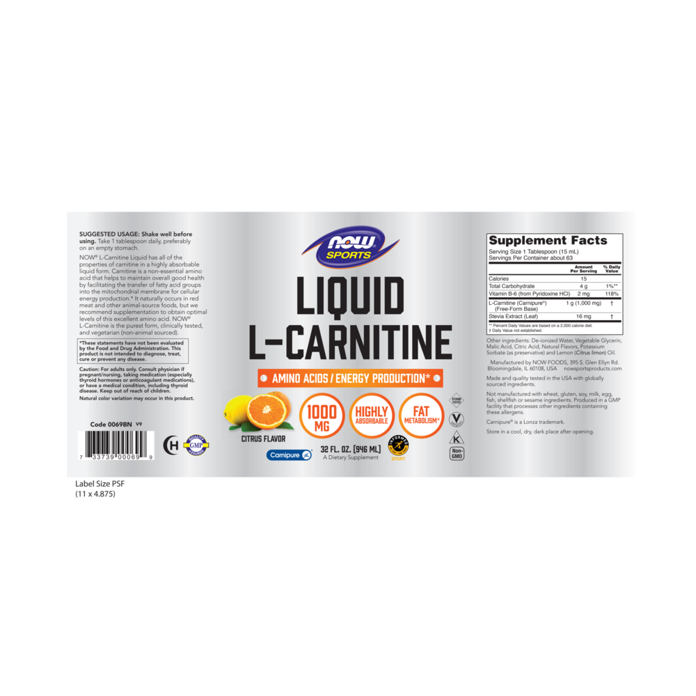 Product image for L-Carnitine Liquid Citrus Flavor 1000mg.