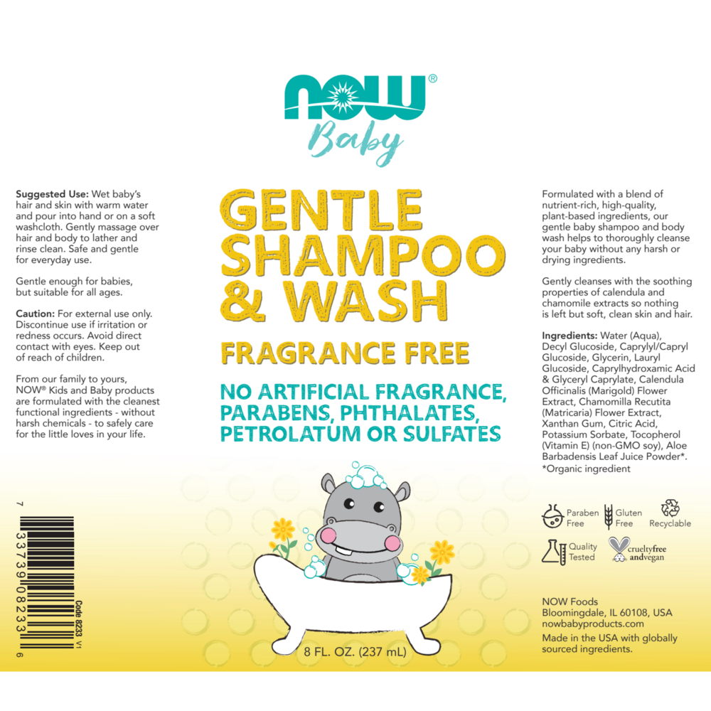Product image for Gentle Baby Shampoo &amp; Wash, Fragrance Free.
