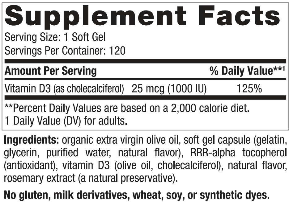 Product image for Vitamin D3 1000.
